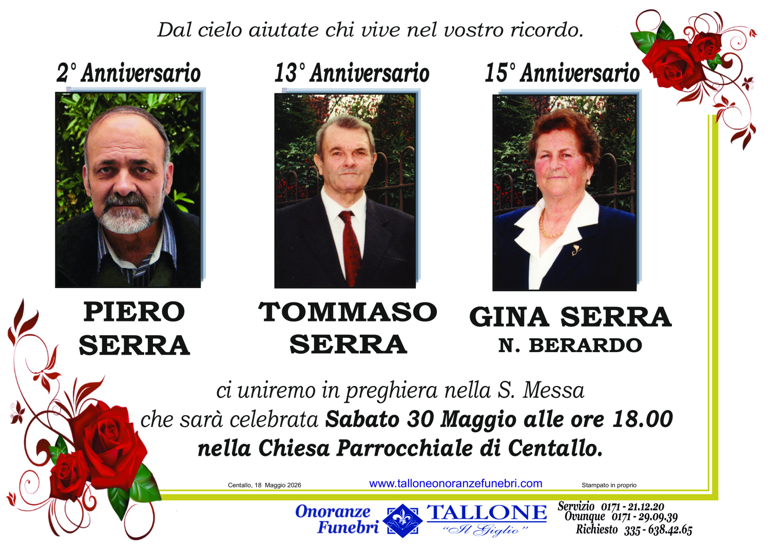 Piero Serra, Tommaso Serra, Gina Serra N. Berardo
